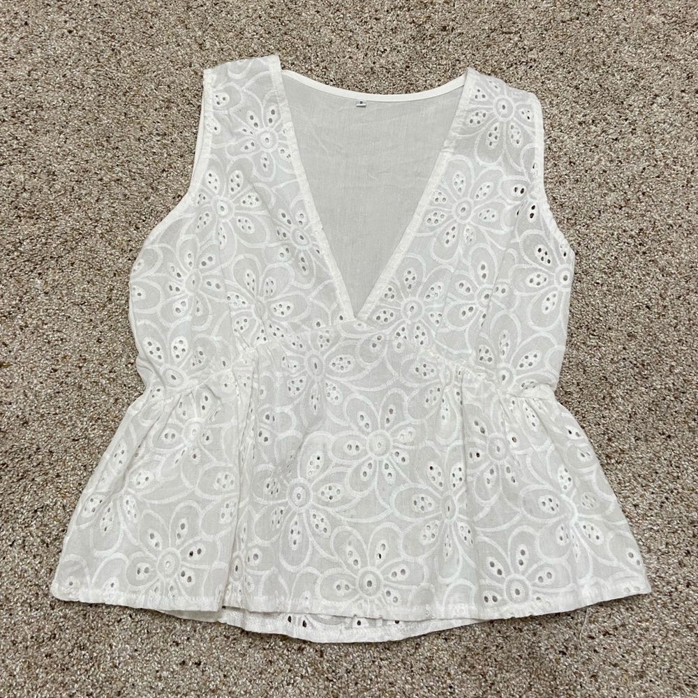 White Floral Blouse